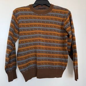 Yves Saint Laurent Brown and Orange monogram Crewneck Sweater